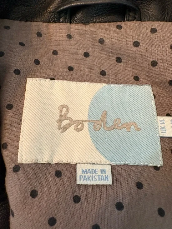 Boden Butter-Soft Leather Blazer Jacket Black Size 10 EUC - Picture 7 of 7